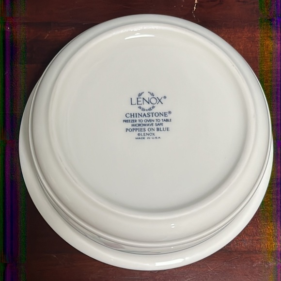 Four (4) Lenox Poppies on Blue 6 1/4" soup or Cereal Bowls - Picture 6 of 10